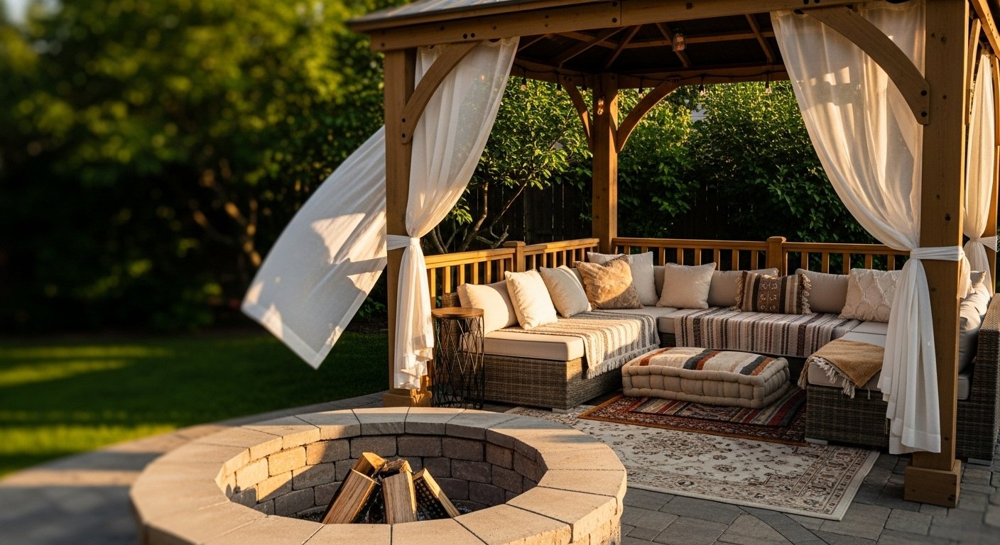 11 Gazebo Ideas for a Backyard With Fire Pit That Feels Like a Resort