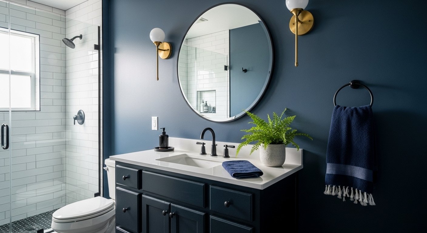 12 Indigo Blue Bathroom Ideas for a Moody, Modern, High-Contrast Look