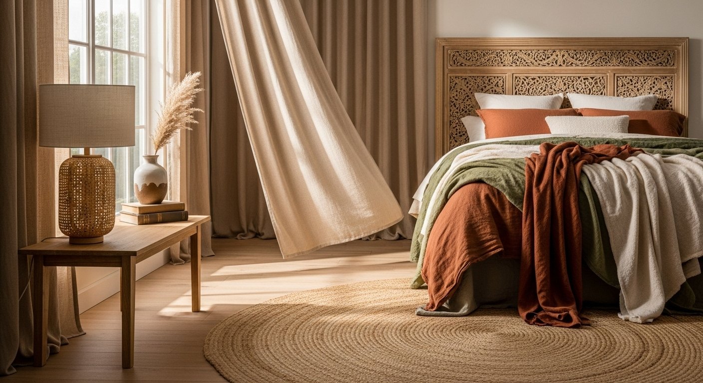 12 Earthy Bedroom Curtain Ideas for Warm Neutrals and Natural Textures