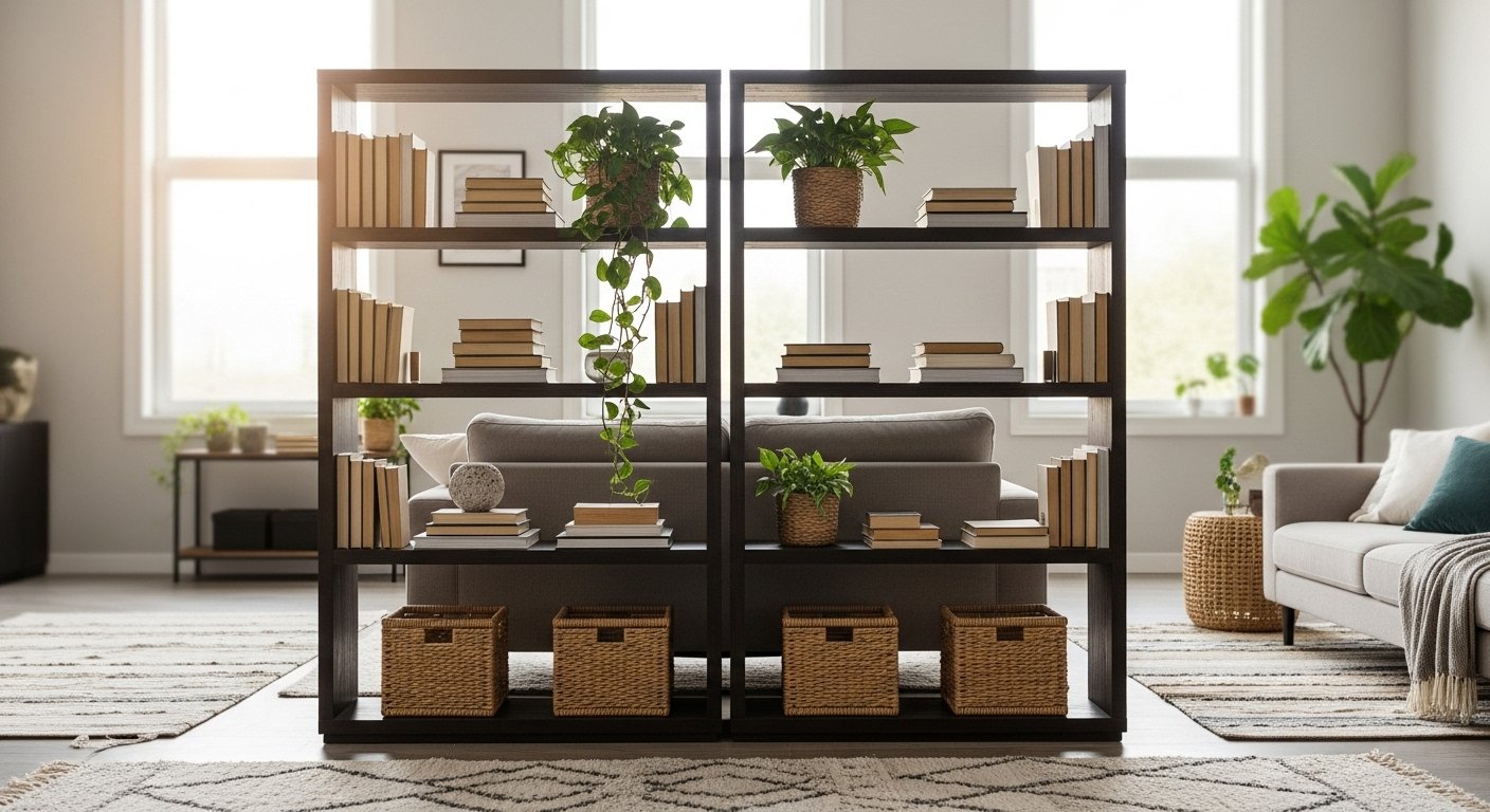 Two-Sided Bookcase Room Dividers: 10 Layout Ideas for Open Living Rooms
