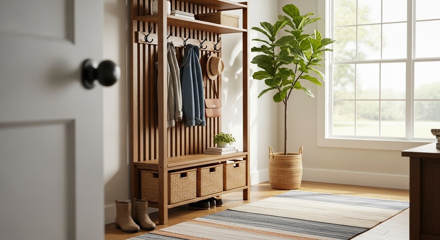 Shelf Room Divider Ideas for Entryways: 10 Ways to Create a Mini Mudroom Look