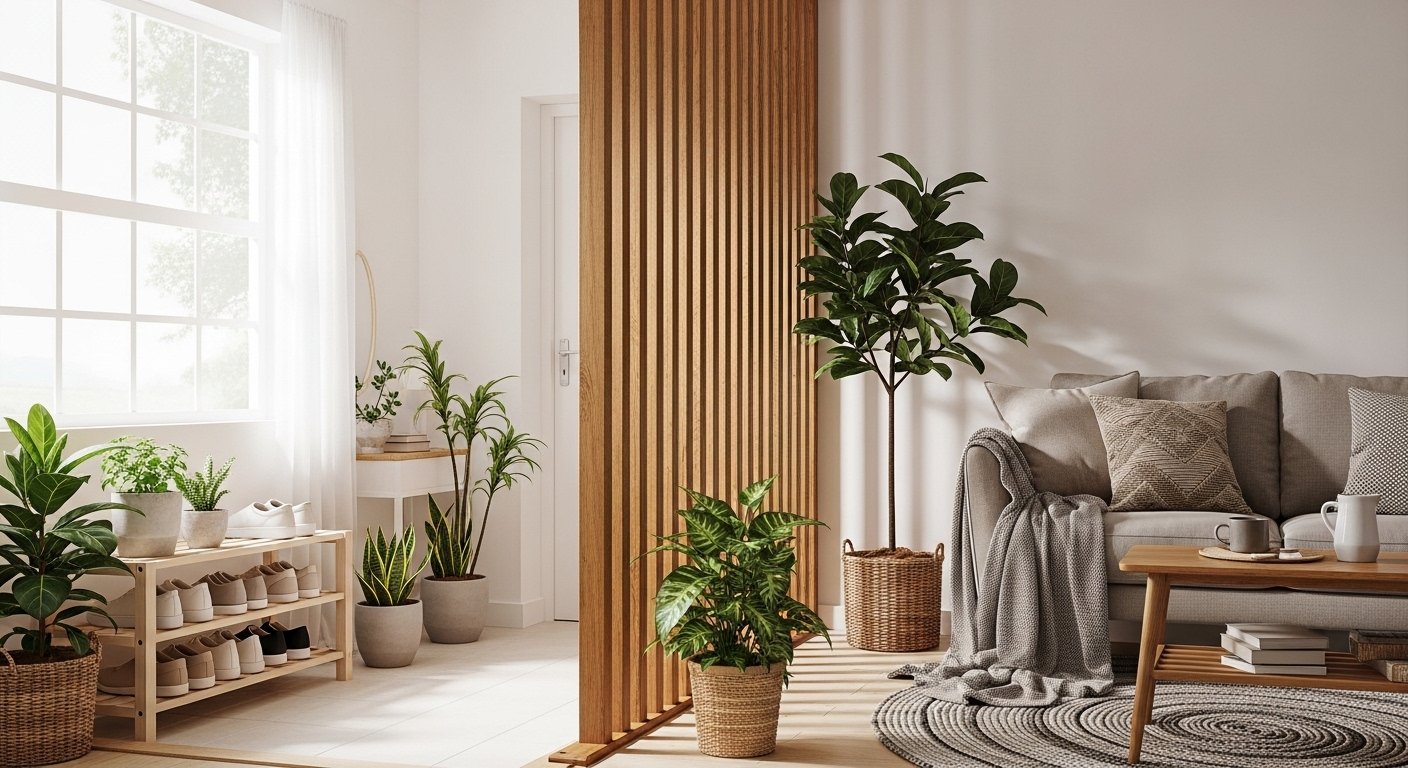 7 Living Room Divider Ideas for Apartments That Keep the Entryway Organized