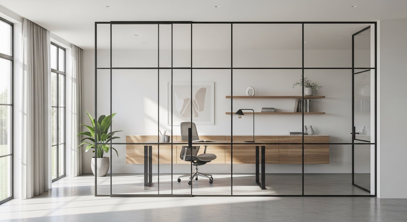 8 Glass Room Divider Ideas for Home Offices (Sound, Light, and Privacy Balance)